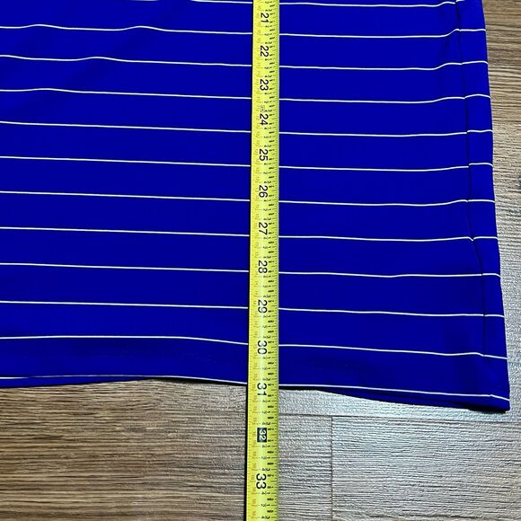 KJUS Polo Shirt Mens 52 Large Blue Stripe Golf Performance Pullover Short Sleeve - Picture 7 of 7